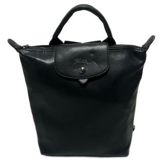 ロンシャン(LONGCHAMP)のLONGCHAMP(ロンシャン) リュックサック - 黒 レザー(リュック/バックパック)