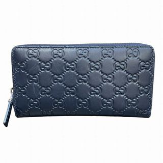 グッチ(GUCCI)のグッチ GUCCI シマ 307987 ダークネイビー レザー 財布 長財布 ユニセックス 送料無料 【中古】【あす楽】(財布)