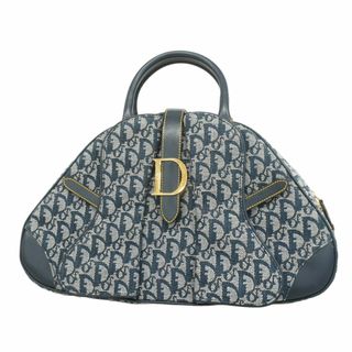 クリスチャンディオール(Christian Dior)の【5gd5481-h】クリスチャンディオール ハンドバッグ トロッター ダブルサドル キャンバス ネイビー ゴールド金具【中古】レディース(ハンドバッグ)