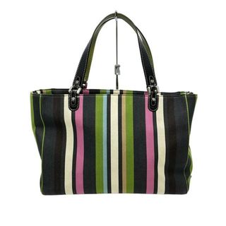 ケイトスペードニューヨーク(kate spade NEW YORK)のKate spade(ケイトスペード) トートバッグ - 黒×ダークグリーン×マルチ ストライプ レザー(トートバッグ)