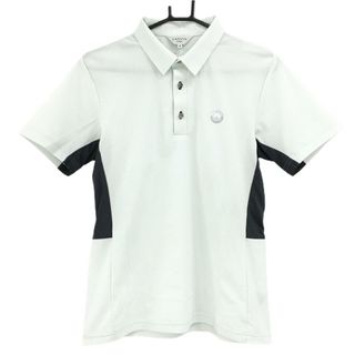 【美品】ランバンスポール 半袖ポロシャツ ホワイトグリーン×ダークグリーン メンズ 38(M) ゴルフウェア 2024年モデル LANVIN SPORT