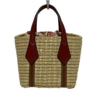 トリーバーチ(Tory Burch)のTORY BURCH(トリーバーチ) トートバッグ - ベージュ×レッド×ブラウン ミニバッグ/かごバッグ レザー(トートバッグ)
