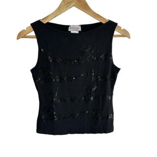 VERSACE CLASSIC(ヴェルサーチクラシック) タンクトップ サイズ42 L レディース美品  - 黒 スパンコール(タンクトップ)