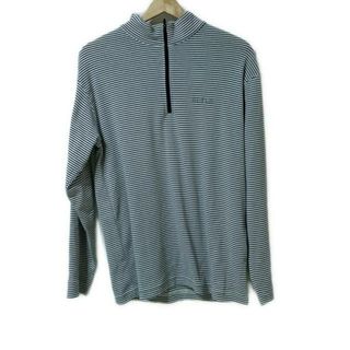 mont-bell(モンベル) 長袖カットソー サイズL メンズ美品 - 白×ダークネイビー ボーダー/ハーフジップ