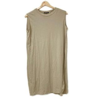 mizuiro  ind(ミズイロインド) ワンピース レディース美品  - グレーベージュ クルーネック/ノースリーブ/ひざ丈/サイドスリット(その他)