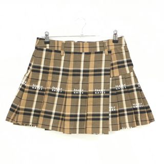 パーリーゲイツ(PEARLY GATES)の【超美品】パーリーゲイツ スカート ブラウン×黒 チェック ロゴプリント レディース 1(M) ゴルフウェア 2023年モデル PEARLY GATES(ウエア)