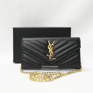 Yves Saint Laurent - 【美品】サンローラン　長財布　マテラッセ　フラップウォレット　キャビアスキン 黒