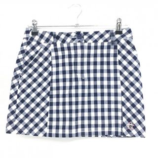 マンシングウェア(Munsingwear)の【超美品】マンシングウェア スカート 白×ネイビー チェック柄 ロゴ刺しゅう レディース 9 ゴルフウェア Munsingwear(ウエア)