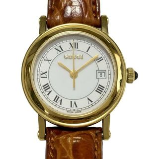 グッチ(GUCCI)のGUCCI(グッチ) 腕時計 - 7200L レディース 型押し加工 白(腕時計)