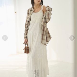 リリーブラウン(Lily Brown)のlily brown パッチワークレースぺプラムワンピース(ロングワンピース/マキシワンピース)
