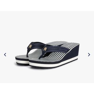 トミーヒルフィガー(TOMMY HILFIGER)の【1度試し履き】トミーヒルフィガー　ストライプウェッジビーチサンダル(ビーチサンダル)