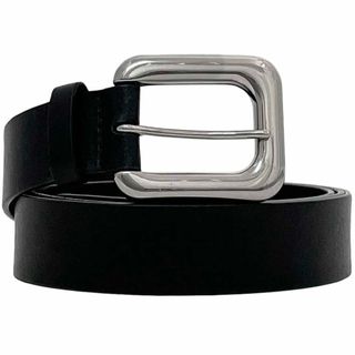 ボッテガヴェネタ(BOTTEGA VENETA)のボッテガヴェネタ ベルト ブラック 美品 100cm以上 レザー 中古 BOTTEGA VENETA 30mm ウエスト ロング メンズ レディース 定番 人気 ビジネス 100cm シルバー金具 スクエア バックル シンプル カジュアル(ベルト)