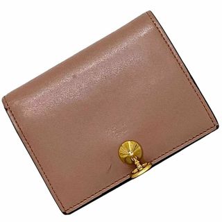 フェンディ(FENDI)のフェンディ 二つ折り財布 ピンクベージュ バイザヤード 8M0387 財布 レザー 中古 6GM 189 3260 FENDI ホック ロゴ 金具 折り財布 メンズ レディース 定番 人気 本革 シンプル ゴールド金具 コンパクト(財布)