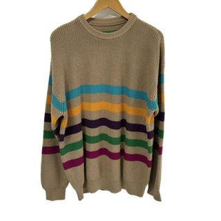 エンポリオアルマーニ(EMPORIO ARMANI)のEMPORIOARMANI(エンポリオアルマーニ) 長袖セーター サイズM メンズ美品  - ベージュ×グリーン×マルチ ボーダー(ニット/セーター)