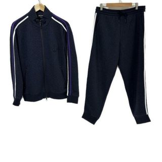 ジョルジオアルマーニ(GIORGIO ARMANI)のGIORGIOARMANI(ジョルジオアルマーニ) メンズセットアップ メンズ美品  - ネイビー×白×パープル ジップアップ/ウエストゴム(その他)
