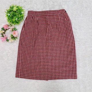 イヴサンローラン(Yves Saint Laurent)の【イヴ・サンローラン】 膝丈スカート タイト チェック柄 (M)(ひざ丈スカート)