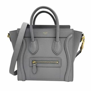 セリーヌ(CELINE)のCELINE セリーヌ ラゲージ ナノラゲージ ラゲージナノ ナノショッパー 189243 2WAYショルダーバッグ ハンドバッグ グレー ゴールド金具 カーフスキン カーフ レザー G金具 お洒落 美品 人気 【ブランドギャラリー心斎橋店】(ショルダーバッグ)