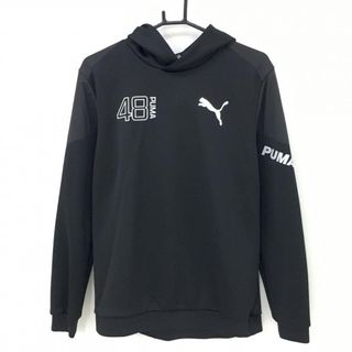 プーマ(PUMA)の【美品】プーマ 切替パーカー 黒×白 ロゴプリント  メンズ L ゴルフウェア PUMA(ウエア)