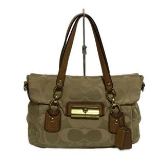 コーチ(COACH)のCOACH(コーチ) ハンドバッグ クリスティンシグネチャーフラップサッチェル 18265 ベージュ×ブラウン レザー(ハンドバッグ)