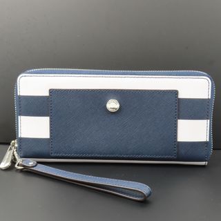マイケルコース(MICHAEL KORS)の未使用品 Michael Kors マイケルコース ロングウォレット ボーダー ラウンドファスナー長財布 レザー ネイビー レディース【中古】(財布)