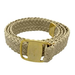 サルヴァトーレフェラガモ(Salvatore Ferragamo)のFERRAGAMO/SalvatoreFerragamo(サルバトーレフェラガモ) ベルト - ベージュ×ゴールド ヴァラ/編み込み/メッシュ(ベルト)
