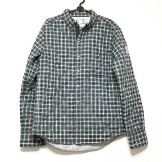 モンクレール(MONCLER)のMONCLER(モンクレール) ダウンコート サイズ1 S レディース CAMICIA ダークグリーン×黒×アイボリー 長袖/チェック柄/キルティング/GAMME BLEU/秋(ダウンコート)