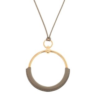 エルメス(HERMES)の美品 エルメス ループグラン ペンダント A2561398 ヴォースイフト メタル エトゥープ 0783 ネックレス【中古】HERMES(ネックレス)
