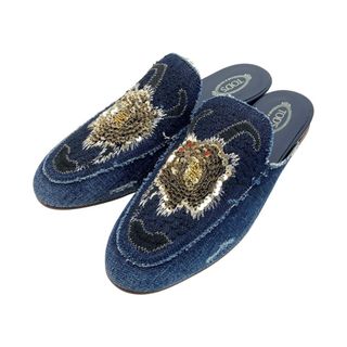 トッズ(TOD'S)の☆☆TODS トッズ デニム スパンコール ステッチ サンダル 39（26cm相当） インディゴ フラット ミュール(サンダル)