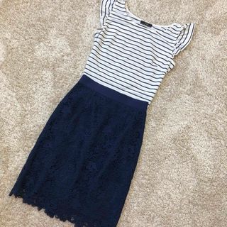 スウィングル(Swingle)の未使用　Swingle スウィングル　袖フリル　ボーダー　カットソー(シャツ/ブラウス(半袖/袖なし))