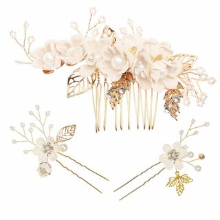 【人気商品】YFFSFDC 髪飾り かんざし パール 花 ヘアピン ヘアアクセサ(その他)