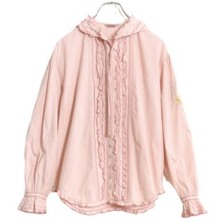 ピンクハウス(PINK HOUSE)の【美品】 ピンクハウス★ テディベア刺繍 ギンガムチェック フリル フード付きブラウス  長袖 オーバーブラウス ピンク系・ｚ14504(シャツ/ブラウス(長袖/七分))