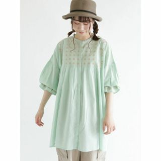 サマンサモスモス(SM2)の美品★刺繍チュニックワンピース＊ミント(チュニック)