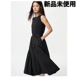 ユニクロ(UNIQLO)のユニクロ ウルトラストレッチワンピースノースリーブ丈長めブラック黒Sロングワンピ(ロングワンピース/マキシワンピース)