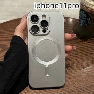 iphone11proケース カーバー スタンド付き　透明 耐衝撃 シルバー(iPhoneケース)