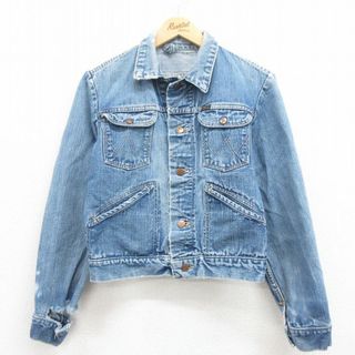 ラングラー(Wrangler)のS★古着 ラングラー Wrangler 長袖 ジージャン メンズ 80年代 80s ボロ 紺 ネイビー デニム 25jul28 中古 アウター Gジャン ジャケット(ダッフルコート)