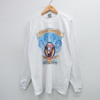 M★古着 長袖 ビンテージ Tシャツ メンズ 00年代 00s トーマスジェファーソン コットン クルーネック USA製 白 ホワイト 25jul28 中古(Tシャツ/カットソー(半袖/袖なし))