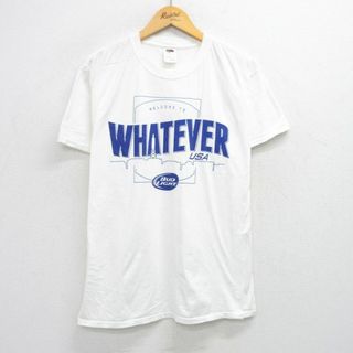フルーツオブザルーム(FRUIT OF THE LOOM)のXL★古着 フルーツオブザルーム 半袖 ビンテージ Tシャツ メンズ 00年代 00s WHATEVER バドライト ビール コットン クルーネック 白 ホワイト 25jul28 中古(Tシャツ/カットソー(半袖/袖なし))
