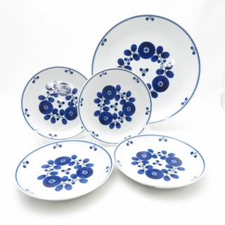 HAKUSAN JAPAN 白山陶器 BLOOM ブルーム ブーケ 中皿 大皿 5枚 プレートセット 波佐見焼 花柄 白 青 SU12874E2 (食器)