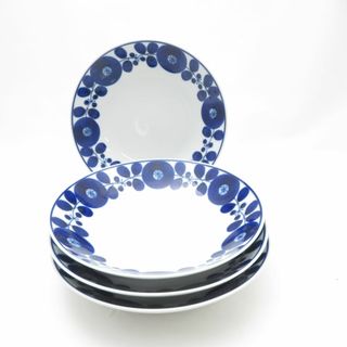 HAKUSAN JAPAN 白山陶器 BLOOM ブルーム リース フリーディッシュ 4枚 セット パスタ皿 ディーププレート 波佐見 SU12880E2 (食器)