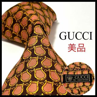 グッチ(GUCCI)の美品✨ グッチ ネクタイ シルク ブラウン×ピンク お洒落✨(ネクタイ)