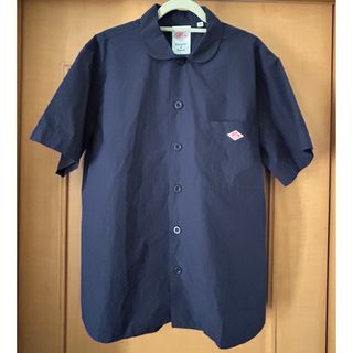 DANTON 丸襟半袖ワークシャツ　36  ネイビー(シャツ/ブラウス(半袖/袖なし))
