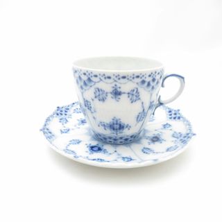 ロイヤルコペンハーゲン(ROYAL COPENHAGEN)の美品 ROYAL COPENHAGEN ロイヤルコペンハーゲン ブルーフルーテッドフルレース 1035 デミタスカップ＆ソーサー コーヒー SN339G1 (グラス/カップ)