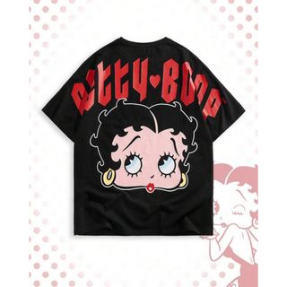 Betty Boop - Betty Boop ベティちゃん 半袖Tシャツ ブラック BIGフェイス