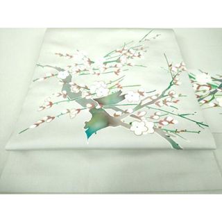 平和屋着物●塩瀬　九寸名古屋帯　枝梅　金彩　正絹　逸品　DAAU5942ps(帯)