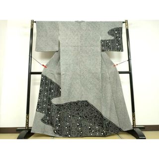 平和屋着物●訪問着　総絞り　花唐草文　黒地　正絹　逸品　DAAV1446tw(着物)
