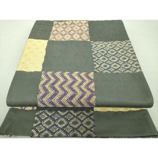 平和屋着物●六通柄袋帯　唐織　変わり市松文様　金糸　正絹　逸品　DAAU5986ps(帯)