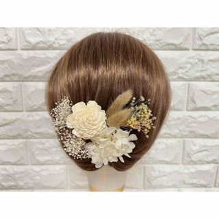 髪飾り ヘッドドレス 成人式 和装 振袖 ウェディング ゴールド 前撮り くすみ(ヘッドドレス/ドレス)