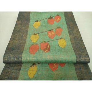 平和屋着物●六通柄袋帯　紬地　成り物　柿　金彩　正絹　逸品　未使用　DAAV6021ps(帯)