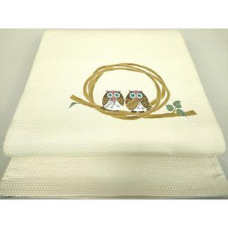 平和屋着物●伝統工芸士　古賀勝幸　創作工房　本場筑前博多織　両面　太鼓柄袋帯　梟　正絹　逸品　DAAV6023ps(帯)