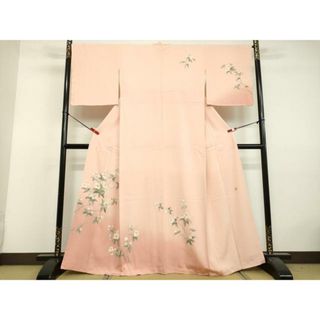 平和屋着物●訪問着　友禅　作家物　枝花文　暈し染め　正絹　逸品　未使用　DAAV1465tw(着物)